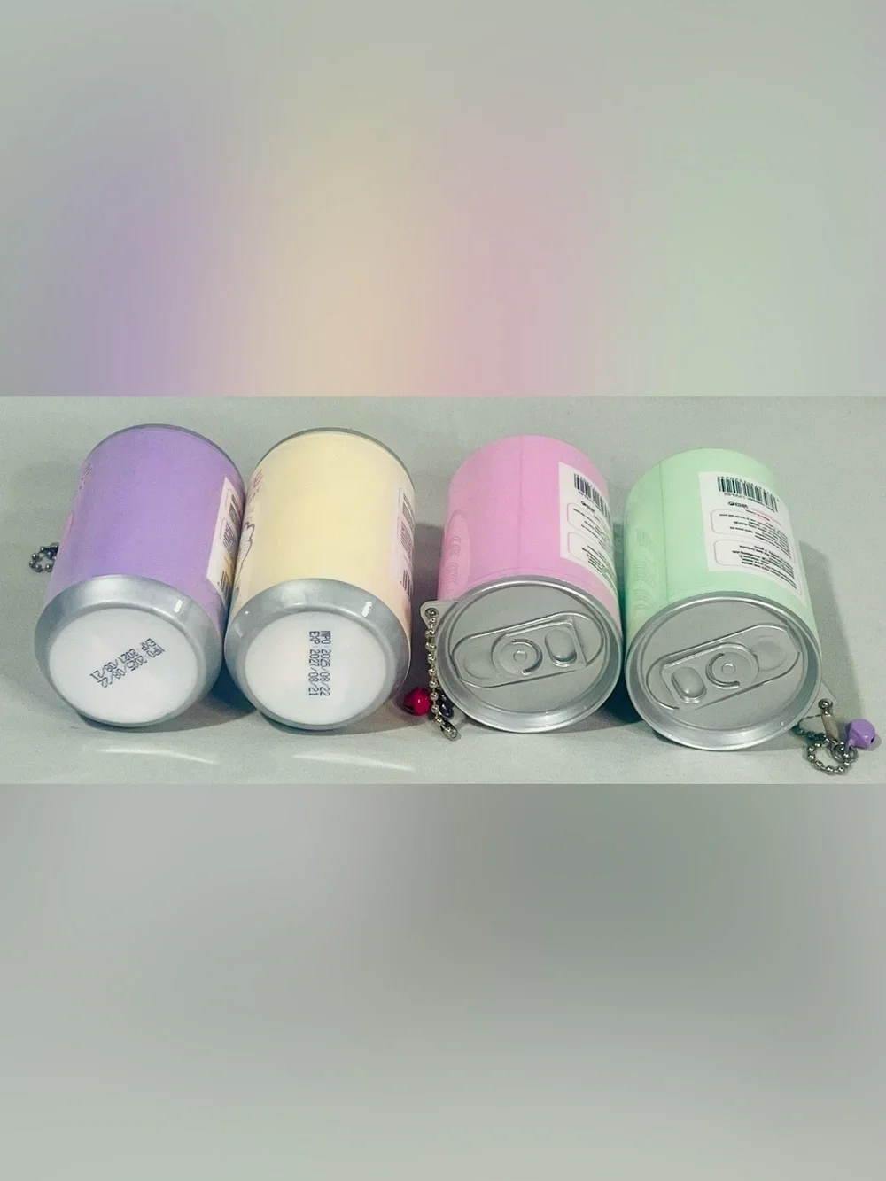 Smile Flower Keychain Can of Wipes- Pastel Purple, Cream, Pink, Green 4 Pack